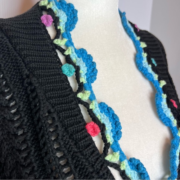 Vintage Relativity Crochet Tie Front Cardigan. Size LP - Picture 3 of 7